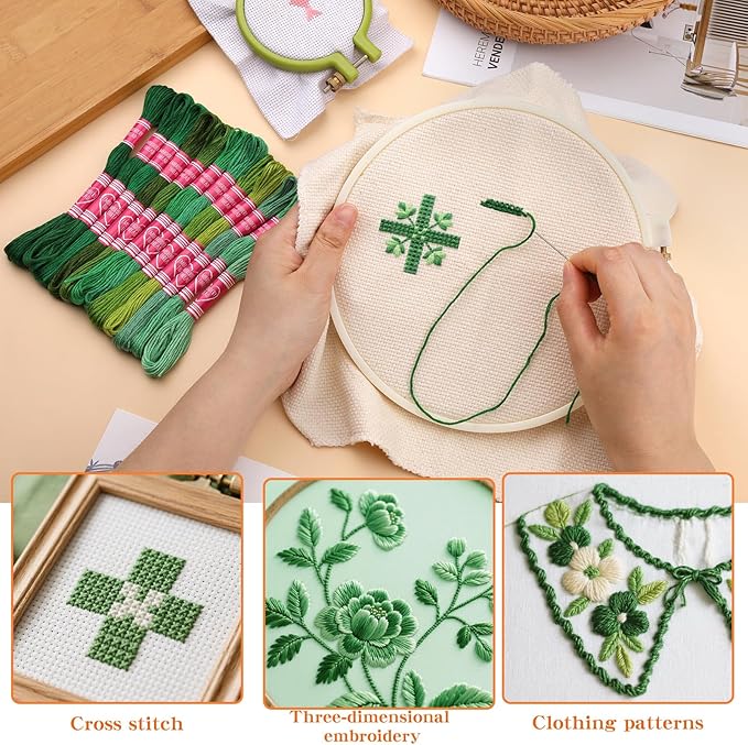 Embroidery Floss,12 Skeins Green Embroidery Thread,Friendship Bracelet String for DIY Making,Embroidery Crafts