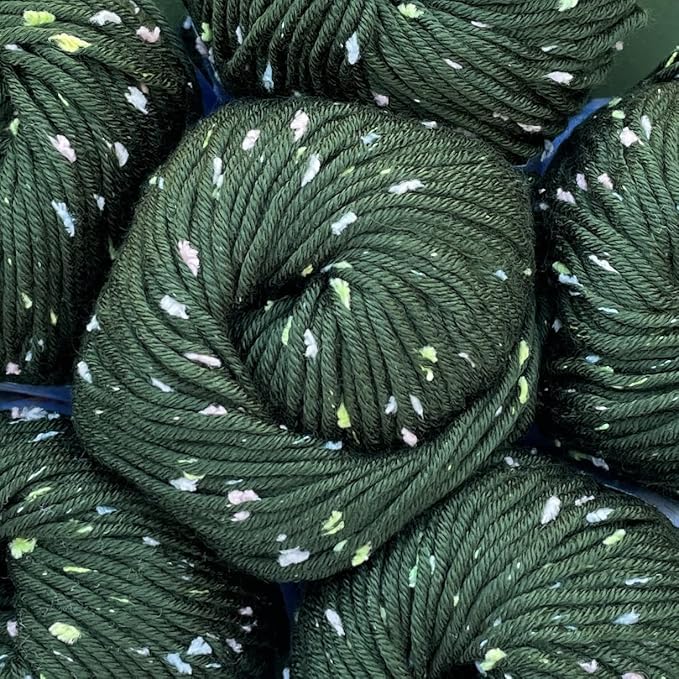 Tweed Twinkles Soft Baby Yarn for Crocheting, 8-Pack (696Yds / 400G), Free Patterns - Acrylic Baby Blanket Knitting Yarn with Flecks - Size 3 DK Light Worsted Weight - Hunter Green