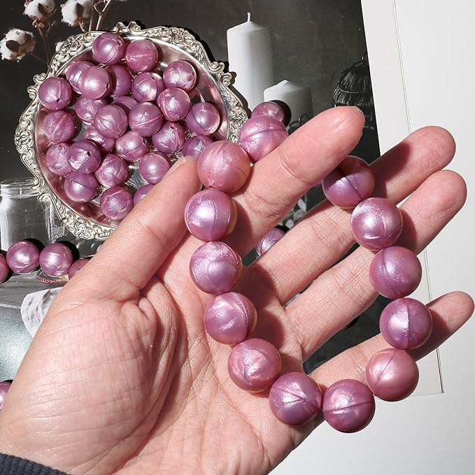 120pcs Richbunnys 15mm Bulk Silicone Beads for Pens and Keychain Making,Large Bead for Necklace and Bracelets Making,Assorted Rubber Beads Set（Pearlescent Royal）