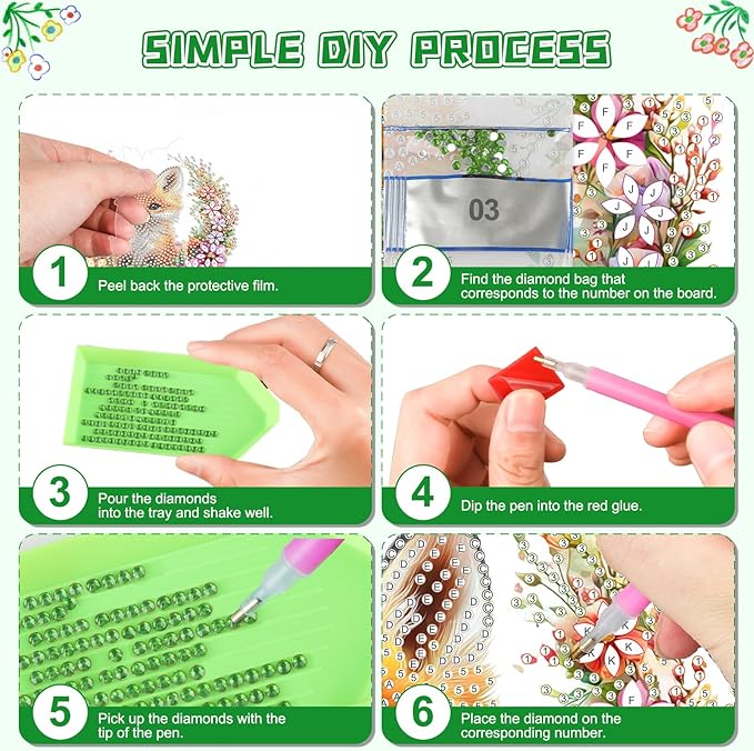 KEYIFA Fox Hanging Diamond Art Painting Kits for Adults and Kids Age 8-12, 5D Special Shape Diamond Dots Kit Flowers, Crystal Gem Painting Art Crafts for Window, Wall, Door, Garden Decor