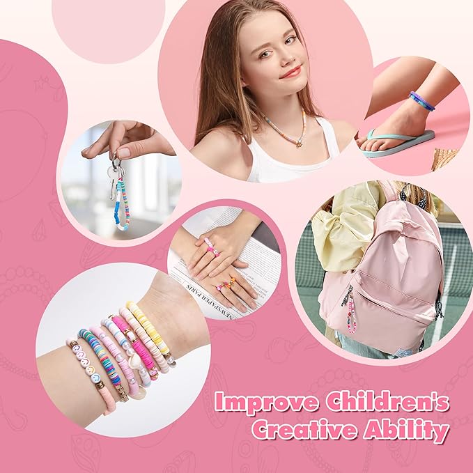 ETUDAW Bead Spinner, Rechargeable Electric Clay Bead Spinner Kit for Bracelet Making, Beginner Clay Beads Kit with Dual Needles and Adjustable Speed, Gift for Holidays, Birthdays (Pink)