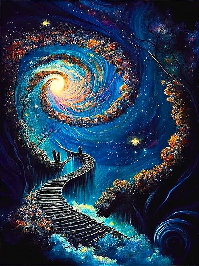 Meothan Starry Sky Diamond Painting Kits for Adults Starry Night Diamond Art Kits for Round 5D Abstract Landscape Gem Art Kits for Adult DIY Crafts Kits for Home Wall Decor Gifts(16x12inch)