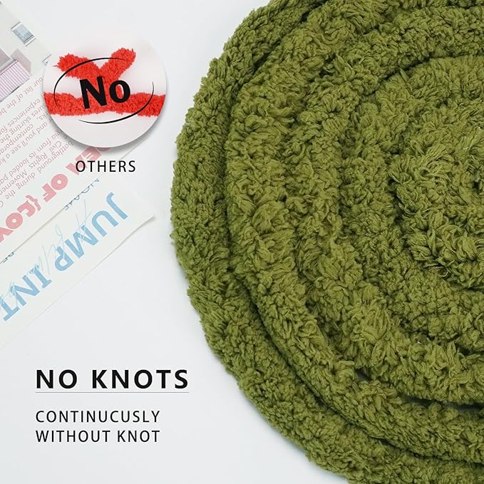 Chunky Yarn for Hand Knitting, Chunky Chenille Blanket Yarn for Crocheting, Bulky Soft Fluffy Chenille for Blanket Project, 8 Pack of 8oz/25yds, Olive Green