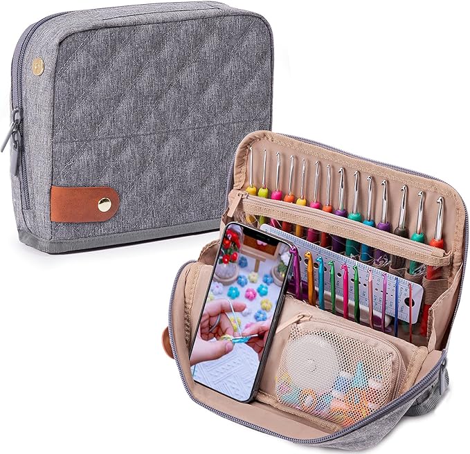 Empty Crochet Hook Case - Stand Up Organizer with 30 Slots for Hooks & Needles, Accessories - Needles Set for Lovers, Kit for Beginners
