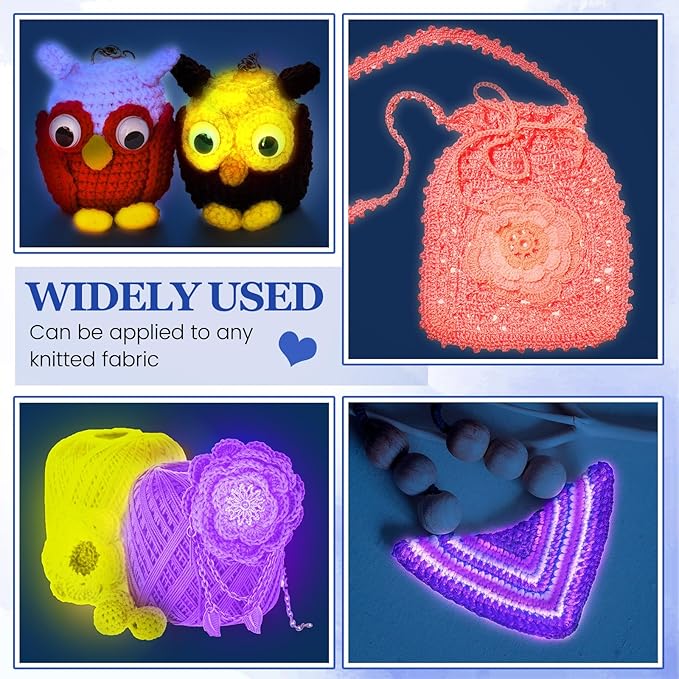 WILLBOND 5 Rolls Glow in The Dark Yarn Luminous Crochet Yarn for Crocheting DIY Knitting Glow Fingering Sewing Supplies for Halloween Arts Crafts Sewing Party, 54.7 yd Per Roll (Cute Colors)