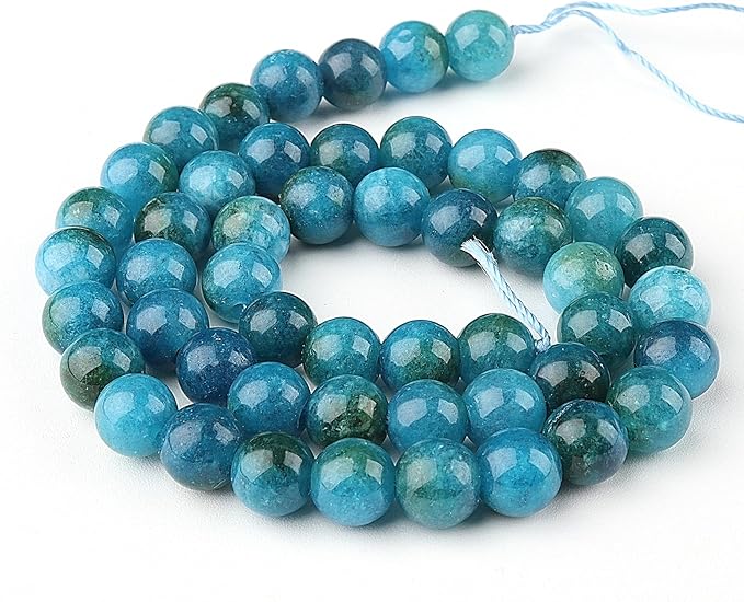Natural Stone Beads Gemstone Beads for Jewelry Making - Crystal Beads for Bracelets, 8mm Beads Round Loose Beads(44-47pcs, 8mm, Blue Ppatite Jade)