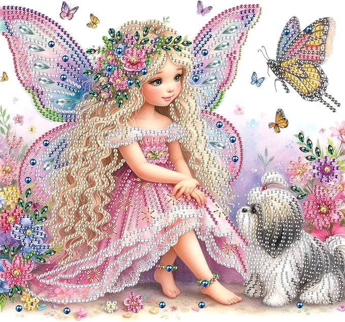 AiYuanzsh Diamond Art Painting Kits for Adults, 5D Special Shape Diamond Art Kits for Beginners, Crystal Rhinestones Diamond Art Painting for Home Wall Decoration Gift 12×12 inch, Princess Elf