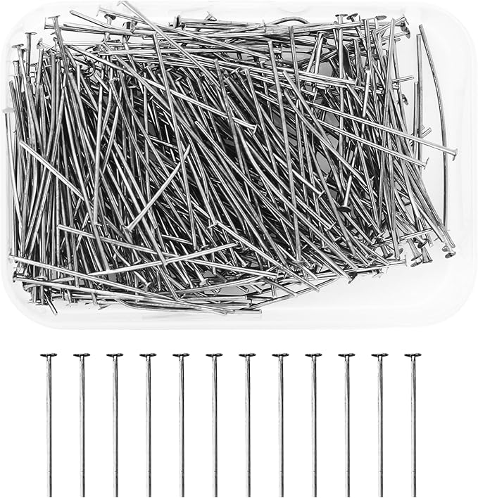 Mandala Crafts 1.5 Inch Gunmetal Flat Head Pins for Jewelry Making Earring Making Supplies – 300 PCs Jewelry Findings for Making Earring DIY Bracelets Rosary Charms