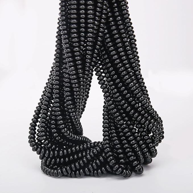 2 Strands (300PCs) Natural Black Obsidian Rondelle Beads, 2 * 4mm Gemstone Loose Spacer Abacus Disk Beads for DIY Bracelet Necklace Earrings Jewelry Making, Craft Supplies Beading Kit