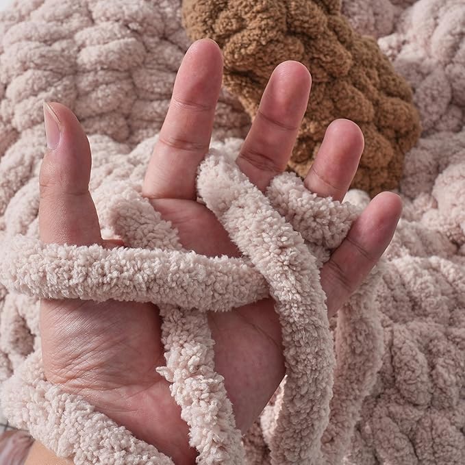 Crafted By Catherine Chunky Chenille Yarn - 8 Pack (8 oz / 227 g, 31.7 Yards Each Skein), Beige, Gauge 7 Jumbo