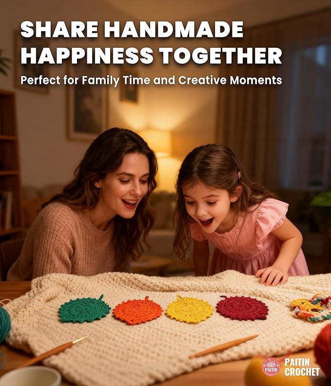 PAITIN Crochet Starter Kit – Easy DIY Craft Set for Adult Beginners, Handmade Yarn Art Project with Video Guidance (Leaf Coaster)