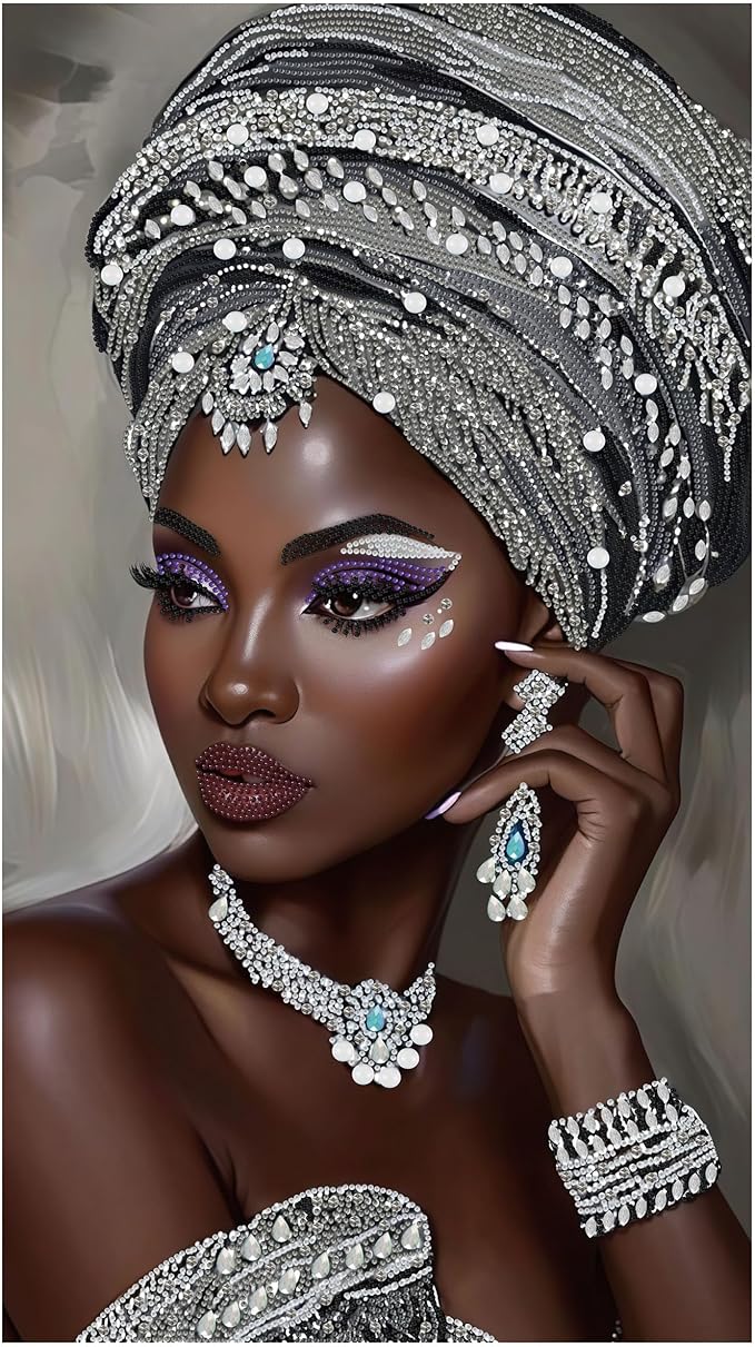KUFWKEY African Diamond Art Kits for Adults,Partial 5D DIY Diamond Painting kit for Beginners,Special Shaped Diamond Art,Sparkling gem Art,Diamond dots,Mosaic Kits,Home Decor,Large Size 16X28 inch