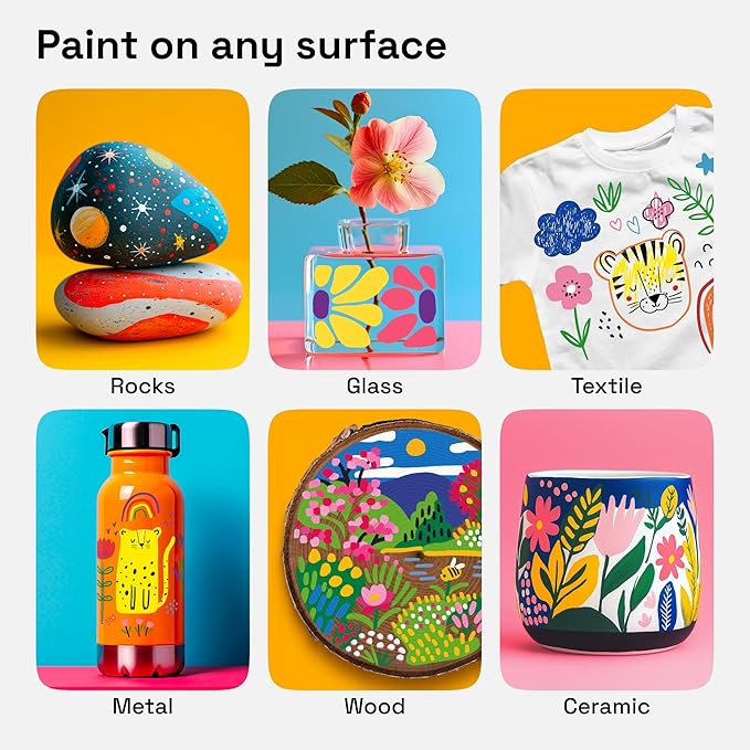 ARTISTRO 12 Acrylic Paint Markers for Rock, Fabric, Wood, Glass, Eggs - Dual-Tip Paint Pens for Coloring Books for Adults, Teens, Kids - Art & Craft Supplies - Gift Idea - Easter Basket Stuffers