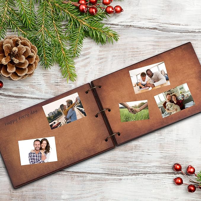 Our Adventure Book 3D Wooden Cover Scrapbook - 11.92 x 7.62" Timeless Memory Journal for Unforgettable Adventures & Precious Moments - Ideal for Anniversaries, Travel & Couple Gifts (3D Map Style)