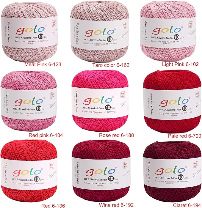 golo Crochet Thread Size 10 Cotton Yarn for Tatting Lace Thread 603