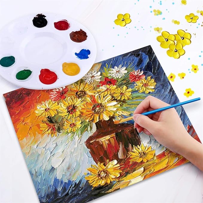 Painting Brush Palette Set, with 12 Packs of 120 Brushes and 12 Palettes,Nylon Brush Head, Suitable for Oil Watercolor, etc., Perfect Art Painting Set.