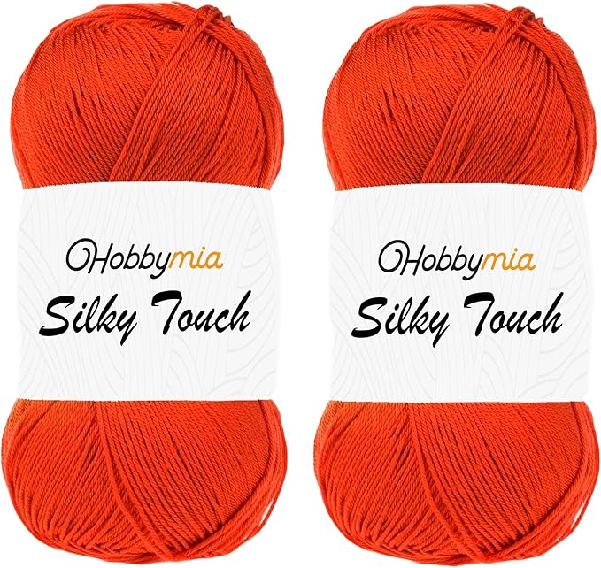 Silky Touch Acrylic Yarn - Soft Sport Weight Yarn for Crochet & Knitting - 100g / 383yds - 100% Microfiber Acrylic - Lightweight Fine Smooth Yarn(Orange - Dark Orange, 2 Skeins)