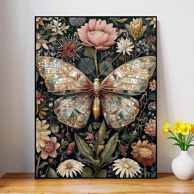 Framed Paint by Numbers Kit for Adults with Wooden Easel, Butterfly Paint by Numbers Kit for Adults, DIY Acrylic Oil Painting Kits with Brushes Gift Box for Home Wall Decor(16x20inch)