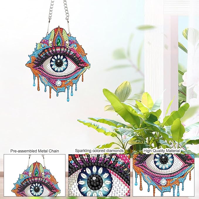 AiYuanzsh Diamond Art Painting Pendant Kits 5d Diamond Painting Art Hanging Kit Eye DIY Diamond Crystal Window Pendant Kit for Adults Gift Wall Home Decoration