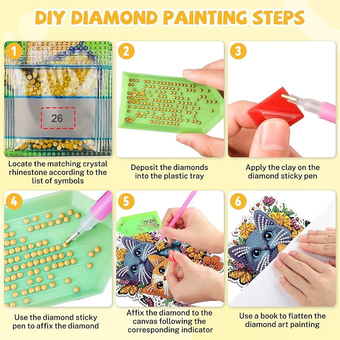 Bowetile Cats Diamond Art Hanging Kits for Adults, 5D Special Shape Diamond Painting Flowers Pendant Kits, Animal Gem Art Suncatchers Painting Window Ornament for Home Garden Wall Decor
