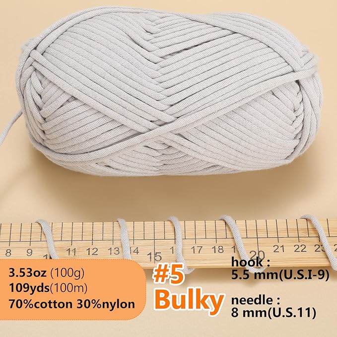 Soft Yarn for Crocheting - 100g, Perfect for Sweaters, Hats, Socks & Blankets (Grey)