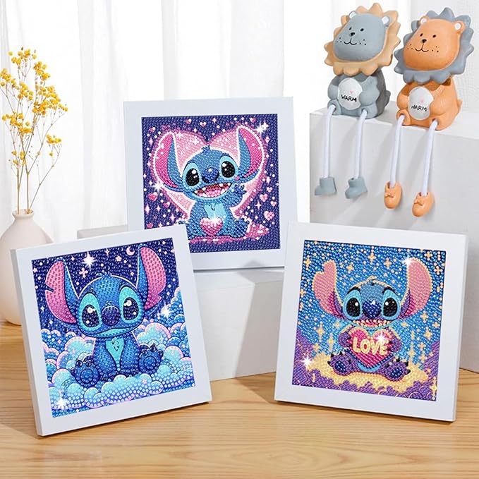 Gearock 4 Pack Diamond Art Painting Kits for Adults, Easy DIY Heart Big Gem Kits for Beginners Cartoon Lovers Halloween Christmas Birthday Gifts