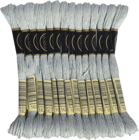 LE PAON Embroidery Floss, 14-Pack Six Strands 100% Long Staple Cotton Embroidery Thread, 8.7-Yard，Color Number：162, Very Lt Blue Lighter Than