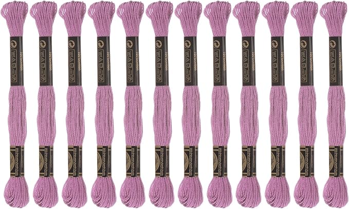 HARFINGTON 12 Skeins Embroidery Floss 8m Each Egyptian Long Fiber Cotton Cross Stitch Thread 26S/2x6 for Embroidery Projects Bracelet, Light Purple