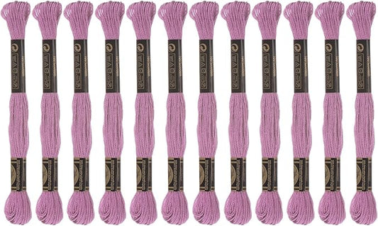 HARFINGTON 12 Skeins Embroidery Floss 8m Each Egyptian Long Fiber Cotton Cross Stitch Thread 26S/2x6 for Embroidery Projects Bracelet, Light Purple