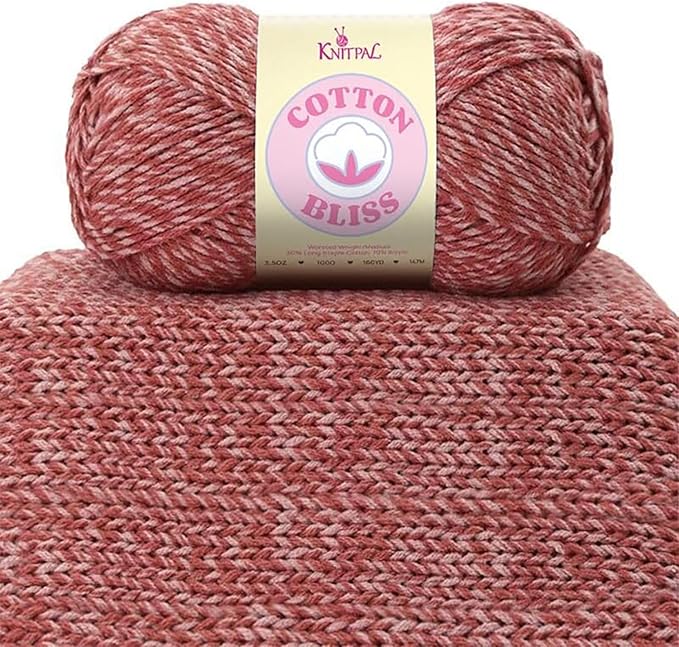 Cotton Bliss Soft Cotton Blend Yarn for Crocheting, 4-Pack (640Yds / 400G), Free Patterns, Beginners Friendly - #4 Medium Worsted Weight Yarn for Baby Blanket - Cherry Velvet