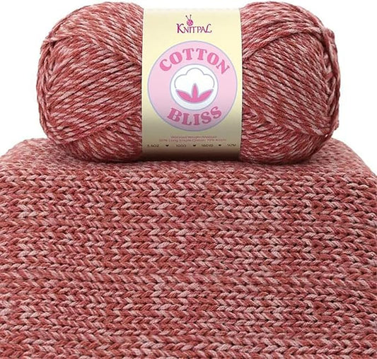 Cotton Bliss Soft Cotton Blend Yarn for Crocheting, 4-Pack (640Yds / 400G), Free Patterns, Beginners Friendly - #4 Medium Worsted Weight Yarn for Baby Blanket - Cherry Velvet