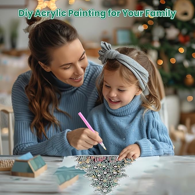 MOGTAA Christmas Diamond Art Hanging Kits for Adults Kids, Christmas Tree Diamond Art Suncatchers, 5D Special Shape Diamond Painting Gem Art for Home Garden Wall Decor