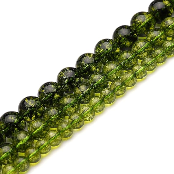 youngbling natural crystal beads for jewelry making,10mm peridot polished round smooth stone beads for bracelet necklace 15 inch