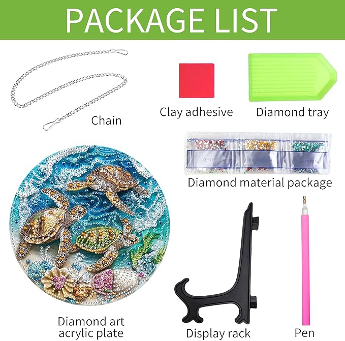 Wergund 5D DIY Sea Turtle Diamond Art Hanging Kits, Hanging Diamond Art Animal, Acrylic Special Shaped Rhinestone, Window Hanging Pendants for Home Wall Garden Front Door Outdoor Decor Gift