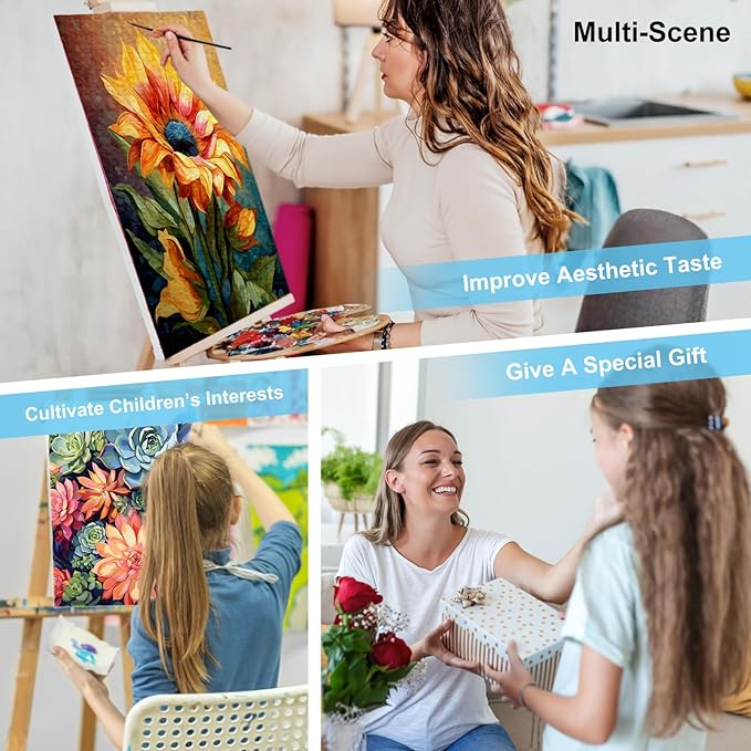 Offito Paint by Numbers Kit for Adults - Succulents Acrylic Adult Paint by Number Kits on Canvas for Beginner, Plants DIY Oil Painting by Numbers for Adults Kit, Perfect for Home Decor Gift 16"x20"