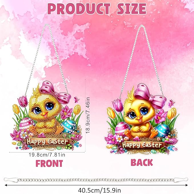 DOMROM Duck Diamond Art Hanging Kits for Adults, Easter Special Shaped Crystal Diamond Painting Duck Pendant, DIY Diamond Art Suncatchers Animal for Home Garden Wall Decor Gift