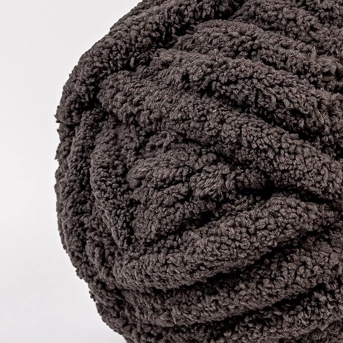 Crafted By Catherine Chunky Chenille Yarn - 2 Pack (41 Yards Each Skein), Charcoal, Gauge 7 Jumbo
