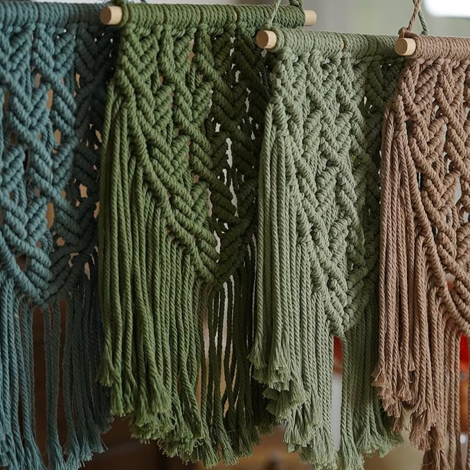 small macrame wall hanging decor boho tapestry for bedroom living room dorm nursery and office, cute aesthetic wall art for small spaces for teen girls and home decor (light green, 16*10 inch)