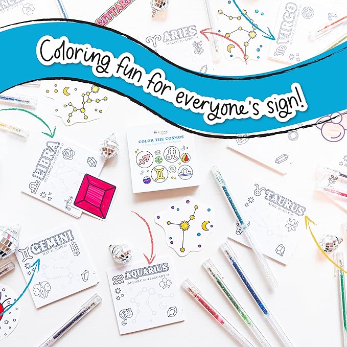 A Brighter Year The Original Adult Mini Coloring Book - Color The Cosmos Edition - 3” x 3” Pocket Size, 50 Pages, Lay Flat Binding, Thick Paper, No Bleeding - Stress & Anxiety Relief - Gift & Travel