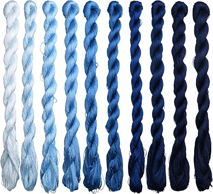 Natural 100% Silk Thread, Handmade Embroidery Thread Silk Floss 10 Colors 110m Each (56)