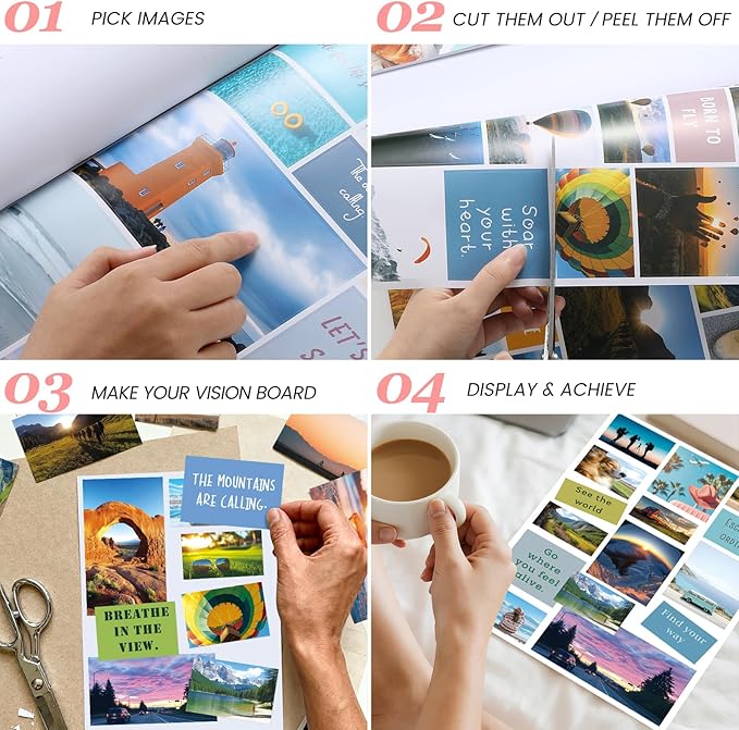 Sawnfay Vision Board Book - 2026 Vision Board Sticker Book, with Motivational Images & Quotes, Vision Board Kit & Supplies for Women, Travel