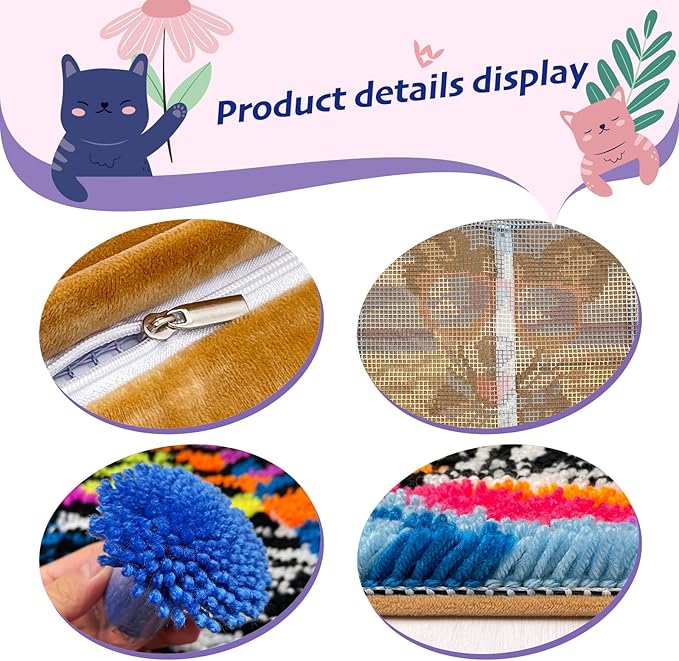 veirousa Beach Dog Latch Hook Kits for Adults Kids, Beginners DIY Throw Pillow Kit Pre-Printed Pillowcase Hook and Latch Rug Kits Needlework Cushion Cover for Home Sofa Decoration 17x17 inch