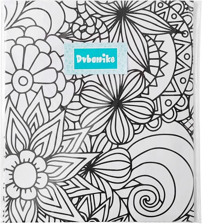 dvbonike jumbo mandala coloring poster giant flower diy drawing paper art blank banner 55.1 x 23.6 inch color-in table cover wall decoration school group activities for kids arts craft party suppiles