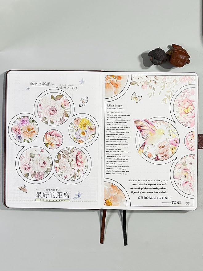 WT Pre-Cut Pink Velvet Wide Washi Tape, Single Roll, Original Designs, Elegant Floral Aesthetic, Decorative Japanese Paper Tape for Journaling, Scrapbook, Planner, DIY Crafts, Bujo Supplies, 60mm×5m