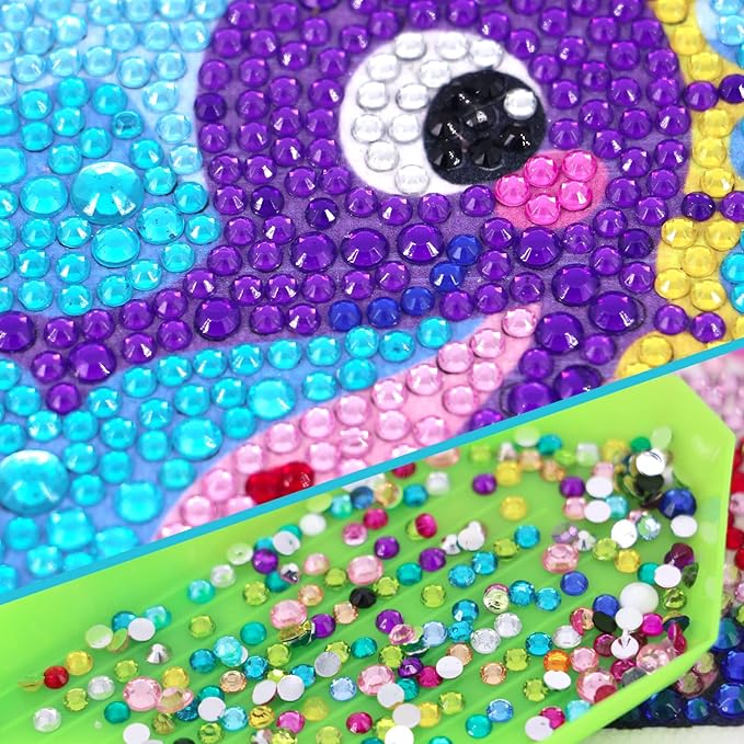 5D Diamond Painting Kits for Kids 7.1‘’ X 7.1‘’ Wooden Frame Diamond Arts and Crafts for Kids Mosaic Gem Stickers by Number Kits DIY Painting Arts Crafts Supply Set Embroidery Gift (Style M)