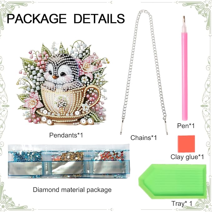 Tontut Penguin Diamond Art Painting Kits Hanging Decoration,5D Diamond Art Painting,DIY Special Shape Diamond Craft Wall Garden Decoration,Gifts
