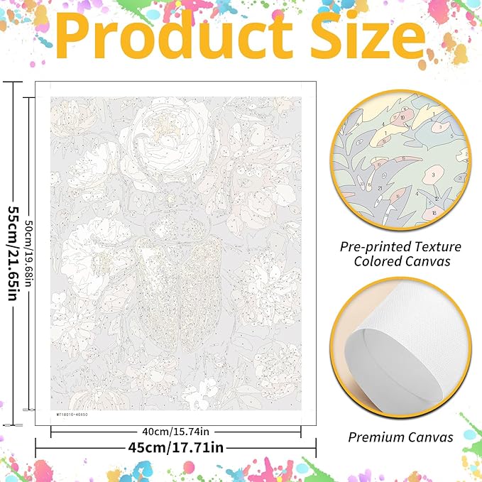 Paint by Numbers for Adult, Beetle Longicorn Paint by Numbers Kit for Adults Beginners, DIY Acrylic Oil Painting Kits with Brushes for Home Wall Decor 16x20Inch
