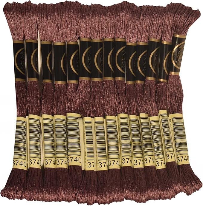 LE PAON Embroidery Floss, 14-Pack Six Strands 100% Long Staple Cotton Embroidery Thread, 8.7-Yard，Color Number：3740, Dark Antique Violet