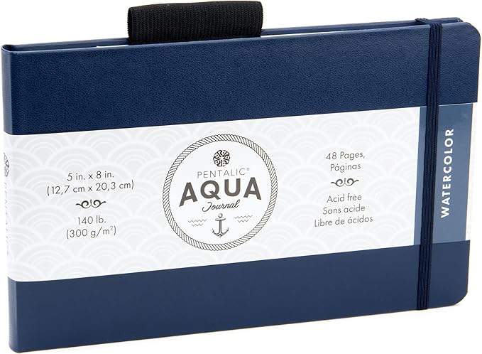 Pentalic 5" x 8" Aqua Journal, Watercolor, 48 Pages, Blue