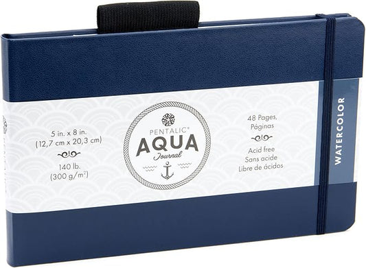 Pentalic 5" x 8" Aqua Journal, Watercolor, 48 Pages, Blue